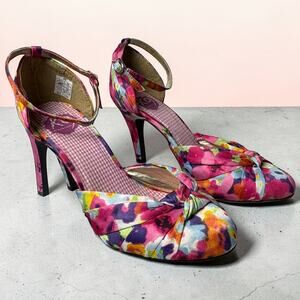 Rocket Dog Brand K9 Satin Floral Pattern Heel Adjustable Ankle Strap Women's 9.5